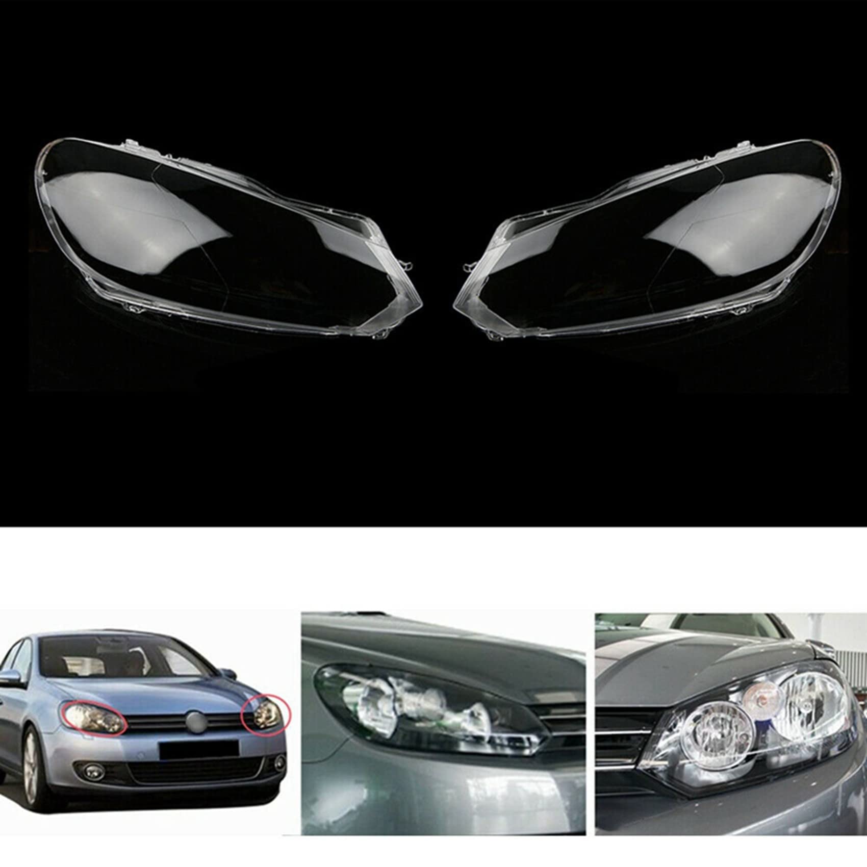 Auto Shell Lente Sostituzione Auto Trasparente Paralume per- Golf 6 MK6 R 2009-2012