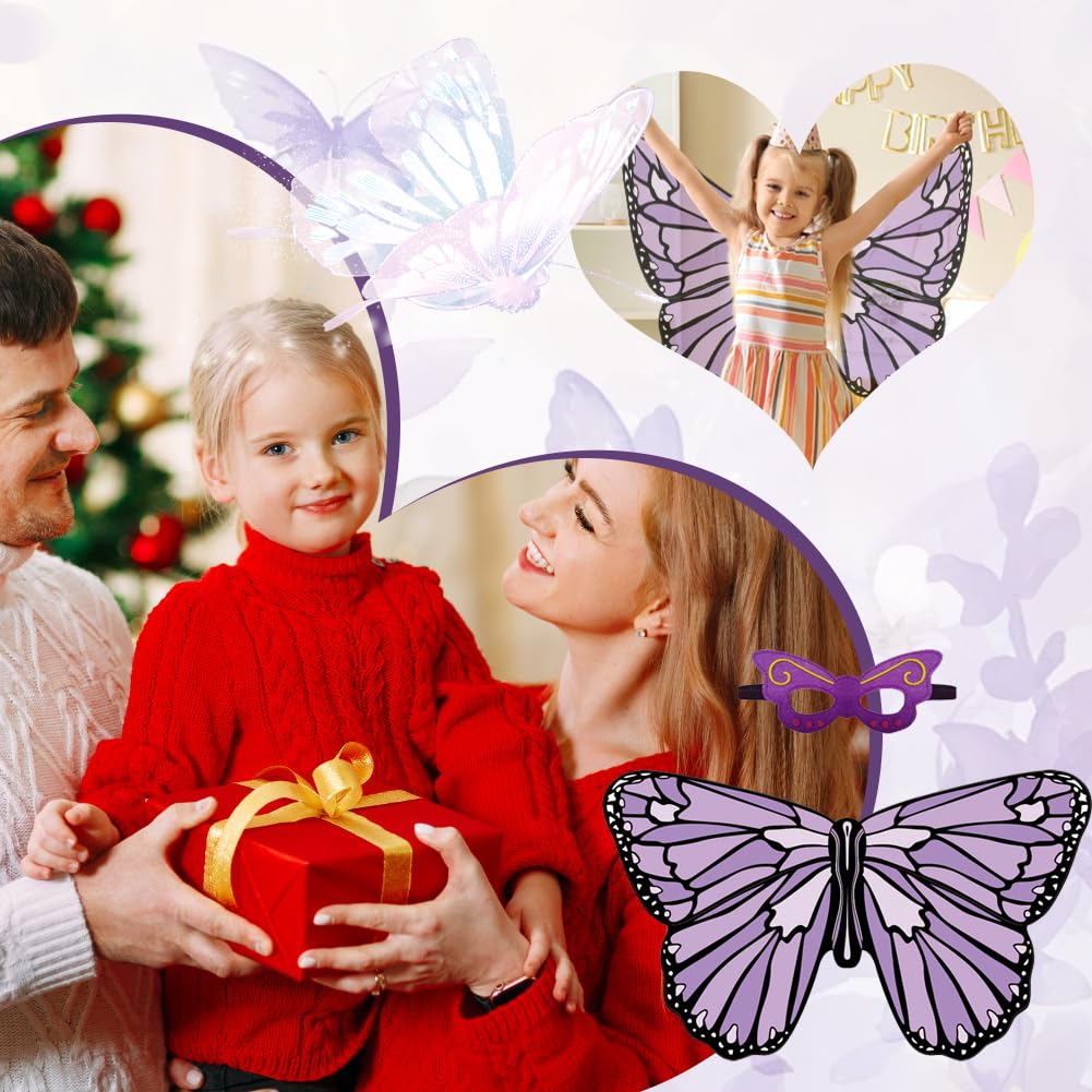 AffeGifts Butterfly Wings Kids, Large Butterfly Cape for Girls Butterfly Costume Wings Fancy Princess Cloak Shawl Halloween Dress Up for 4-10 Yeas Old (Purple) - Image 4