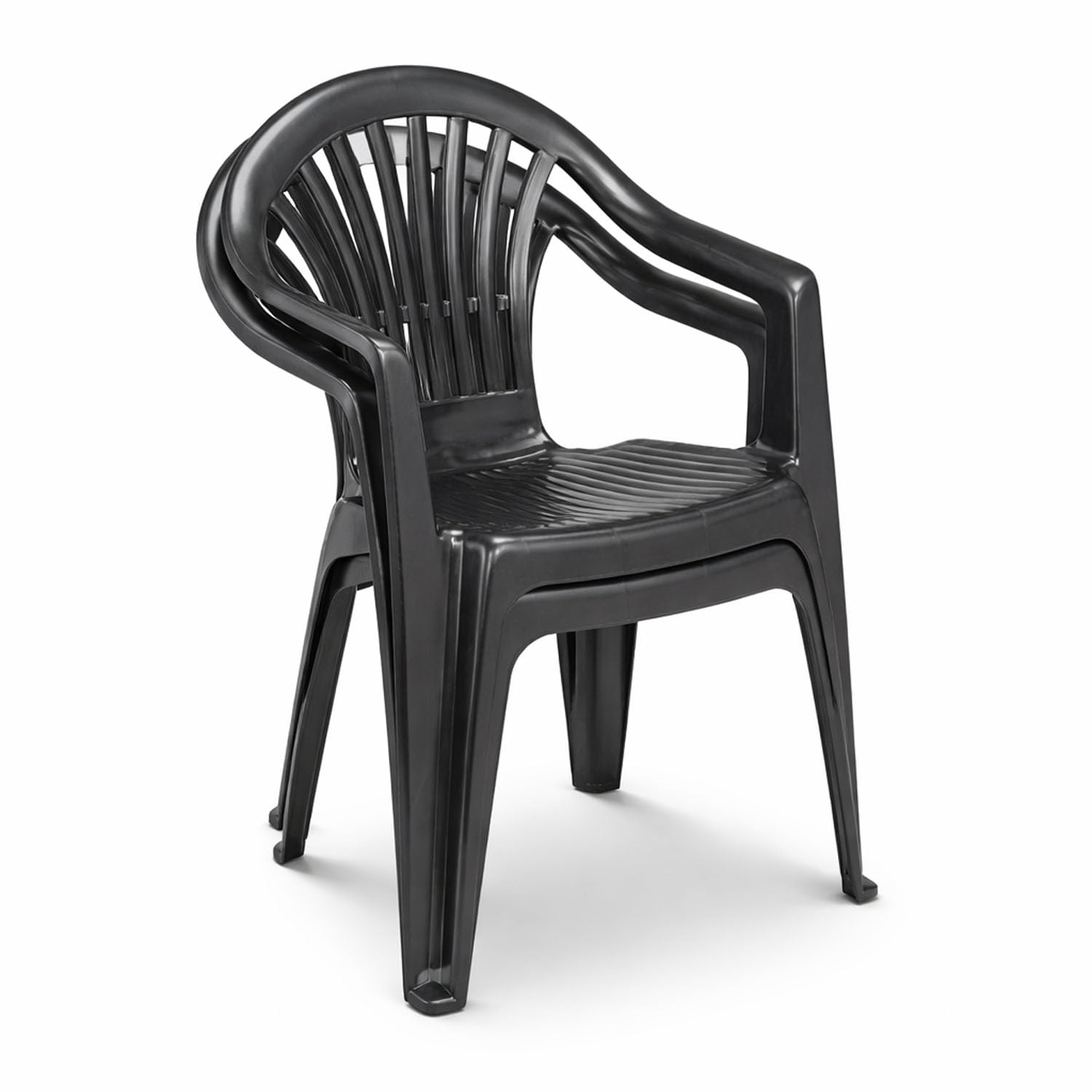 Mojawo 2er Set Stapelstuhl Gartenstuhl Altea Bistrostuhl Gartensessel Balkonstuhl Kunststoff stapelbar Balkonmöbel Gartenmöbel Anthrazit