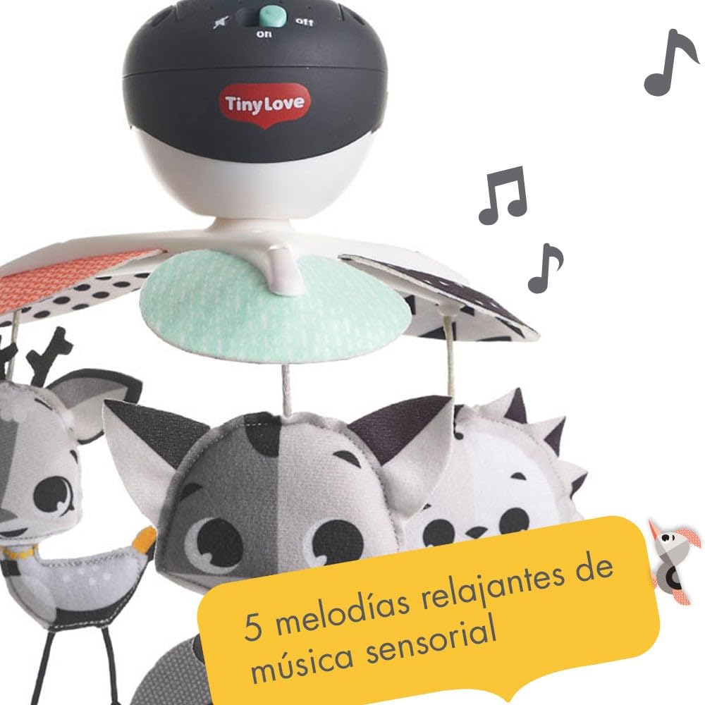 Tiny Love Take-Along-Mobile, Movil Cuna Bebe Musical 3 en 1, 0+ Meses, Movil Bebe Silla de Paseo, Móvil Musical Portátil, 3 Conectores, 5 Melodías, 30 Min de Música Continua, Magical Tales