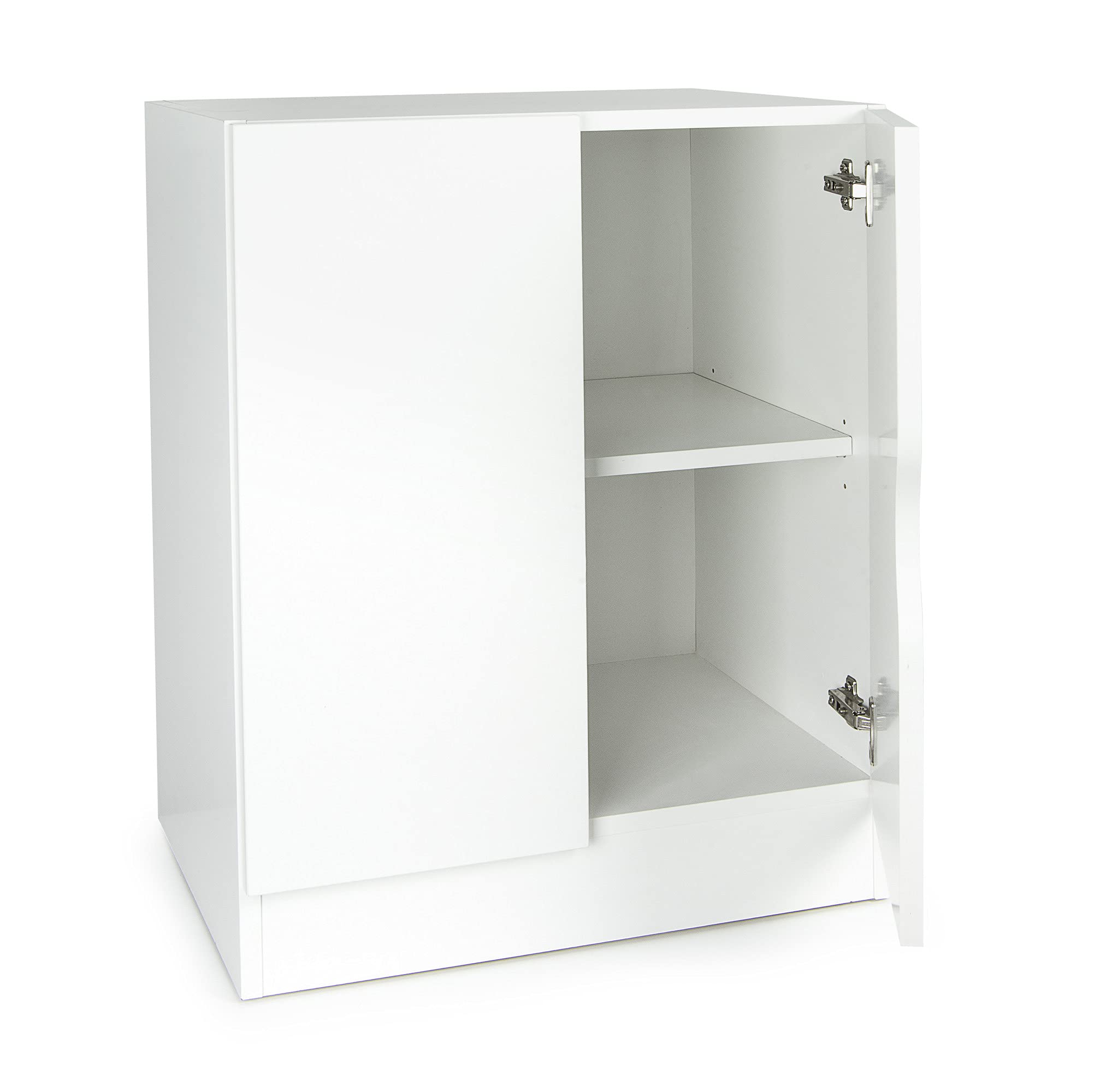 leomark Mueble Roma Blanco Semimate Armario Bajo 60x42x78 cm con Estante Ajustable Diseno Clasico Tablero 18 mm Asa Segura Montaje Sencillo Ideal para Salon Dormitorio o Pasillo, Caballo