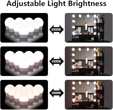 Black Vanity Desk with Lights, Vanity Makeup Desk with Cushioned Stool and Drawer Vanity Table Set with LED Mirror Dressing Table Makeup Vanity for Women, Girls