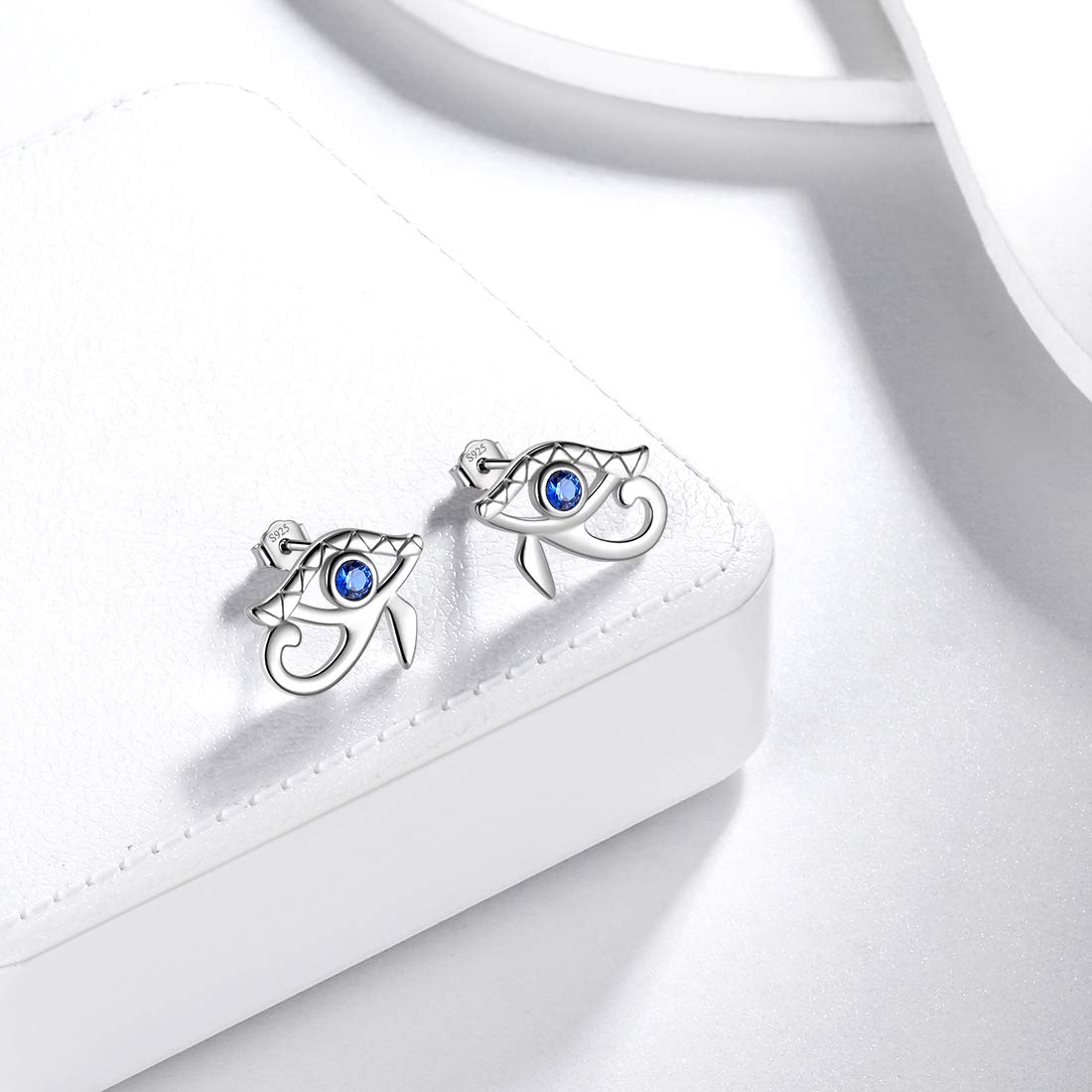 Aurora Tears Egyptian Eye of Horus Necklaces/Stud Earrings/Jewelry Set 925 Sterling Silver Evil Eye Pendant/Earring/Set Jewelry for Men and Women
