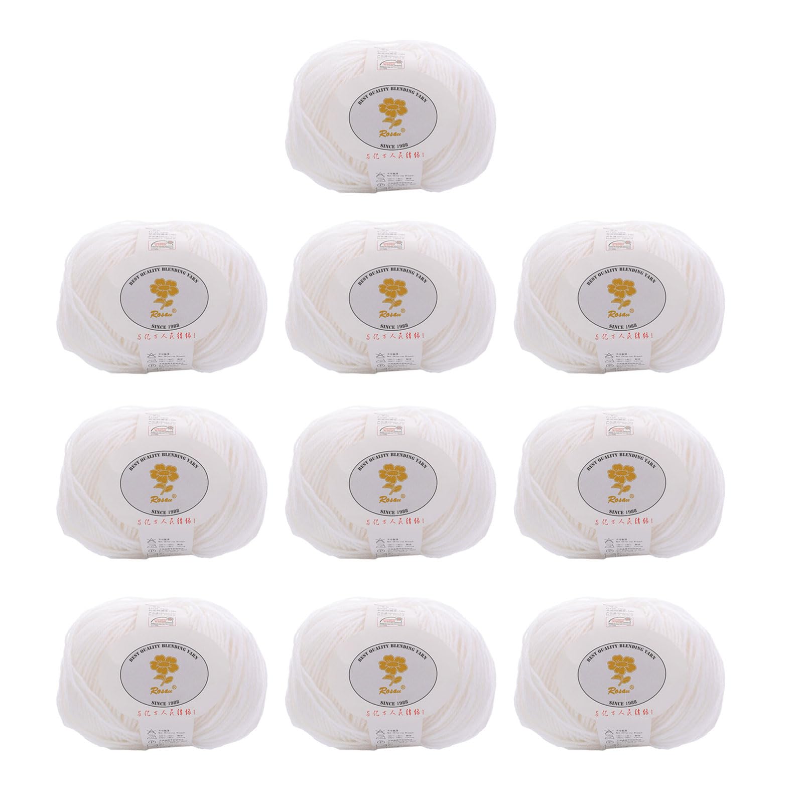 Elnwnnkc 10Rolls of Wool Blend Yarn 1.76 / Roll Hand Knitting Yarn for Sweaters Scarves Hat Gloves Crocheting Rugs Knitting Project Blanket