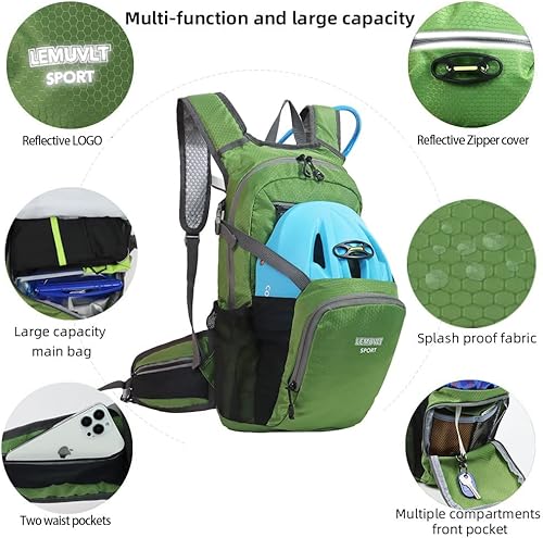 Miniatura 5 de Mochila de senderismo impermeable para ciclismo, 15L, ligera, duradera, para esquí, snowboard, correr, ciclismo MTB
