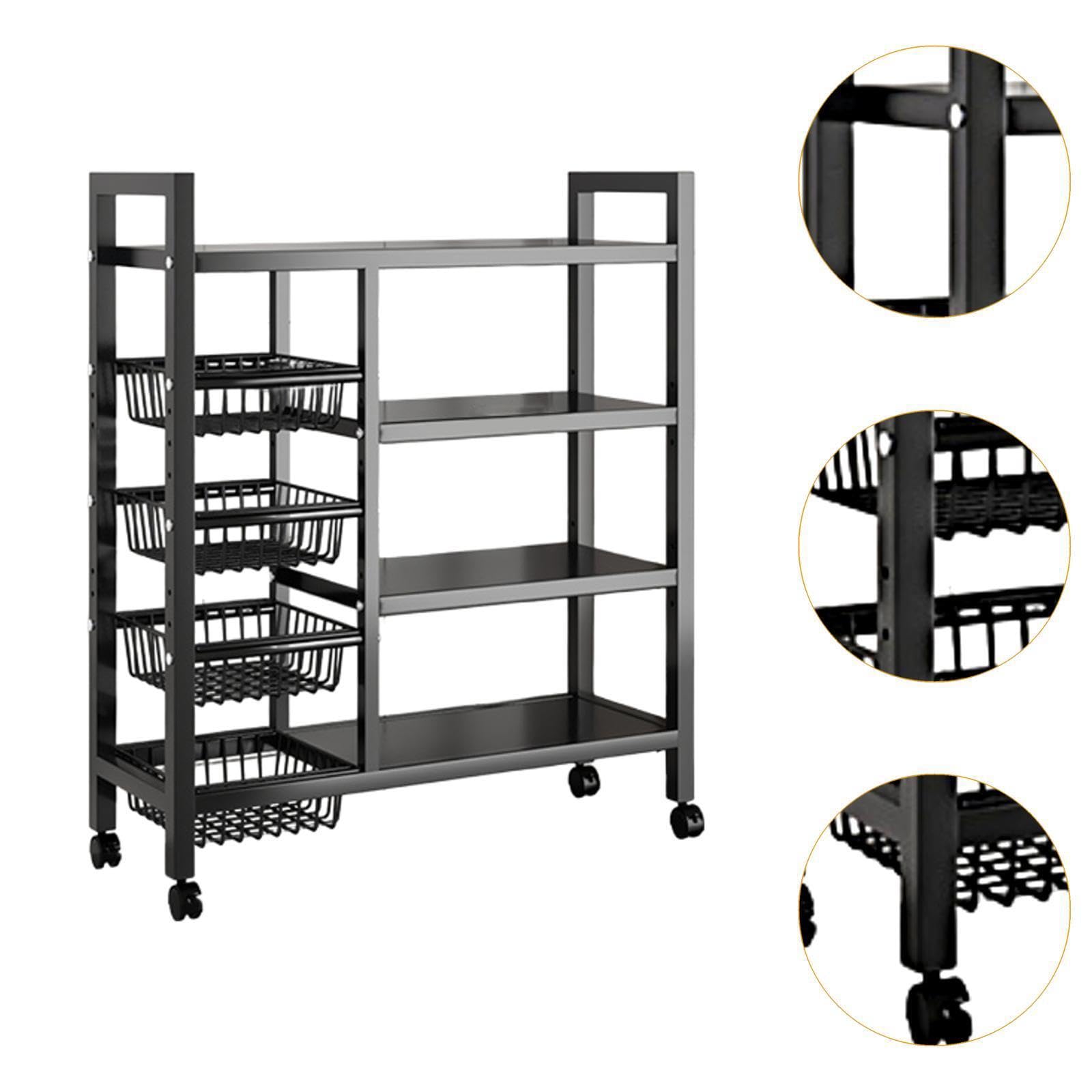 Robusto scaffale portaoggetti da Cucina con Ripiani Regolabili in Altezza, Organizer per impieghi gravosi, Armadio per Bagno e dispensa, Ripiani