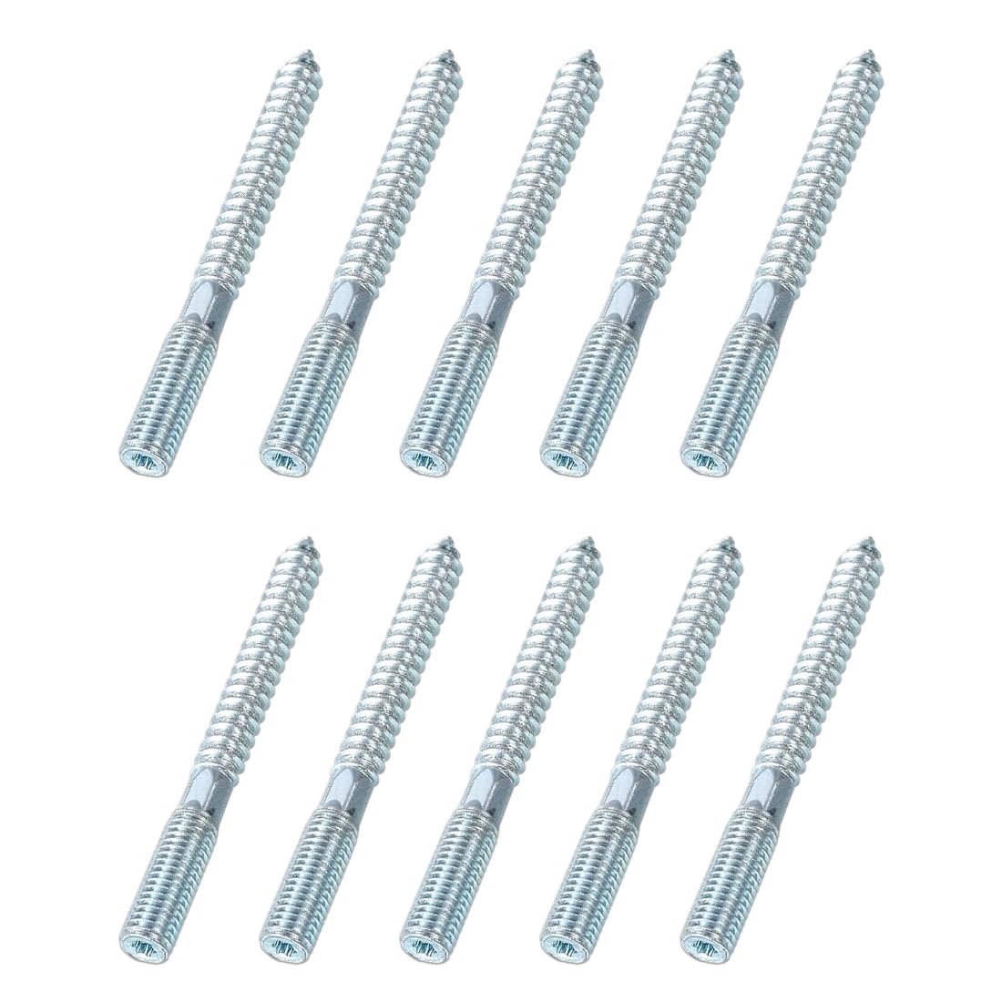 WeddHuis Hanger Bolts Double Threaded Wood Screws Torx TX25 Galvanised Steel (M8, M8 x 60 mm) Pack of 10