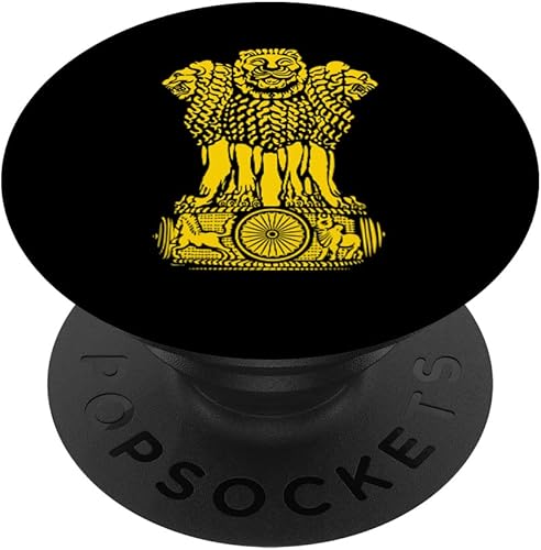 Miniatura 1 de India Camiseta Escudo de armas Tee Flag souvenir Nueva Delhi PopSockets intercambiables PopGrip