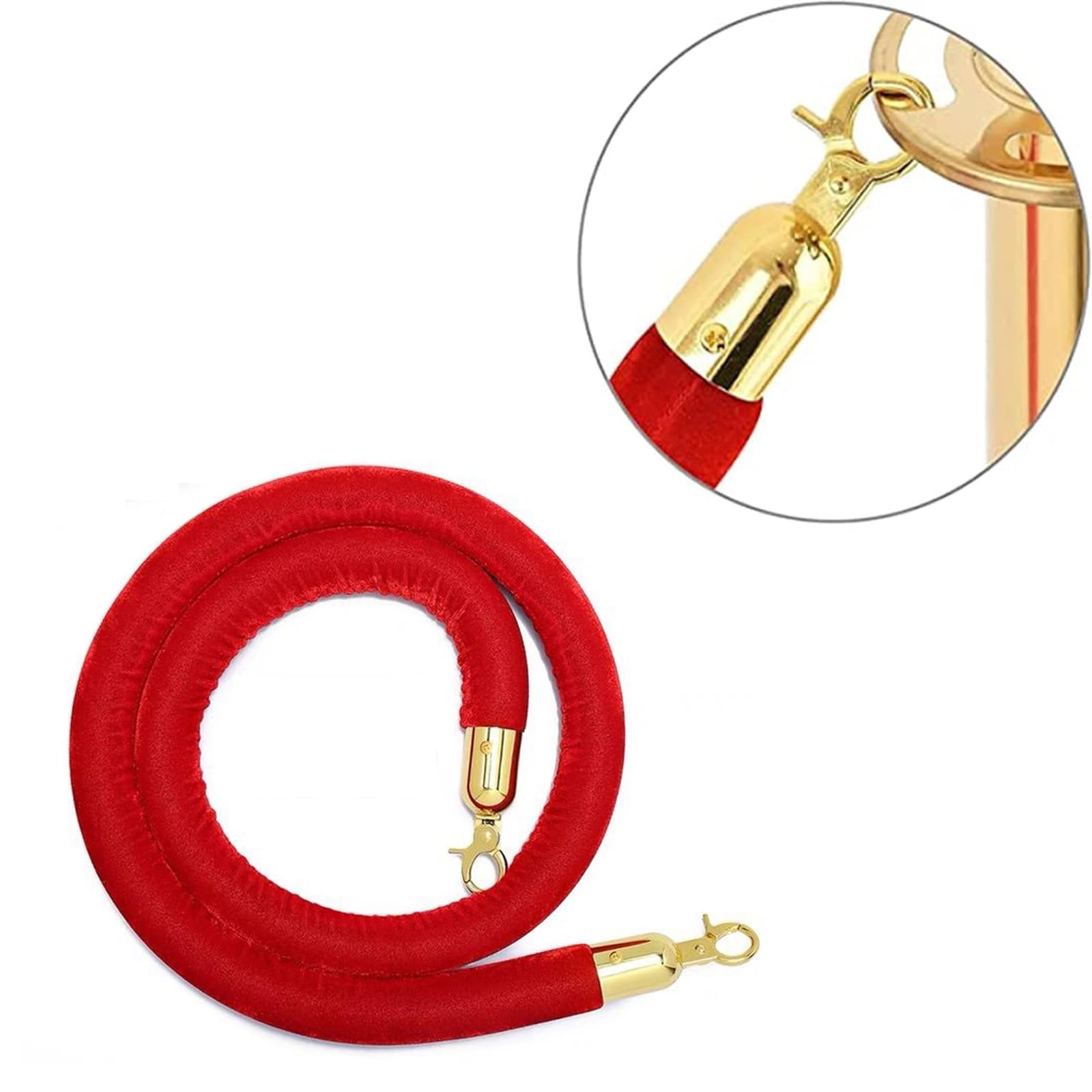 CAIFEXUE Rope with Hooks, Crowd Control Rope Withd Clasps, Barrier Rope for Party Event, Queue Line Barrier for Bar Concert Venues, Rope for Queue Divide/B/1.5M