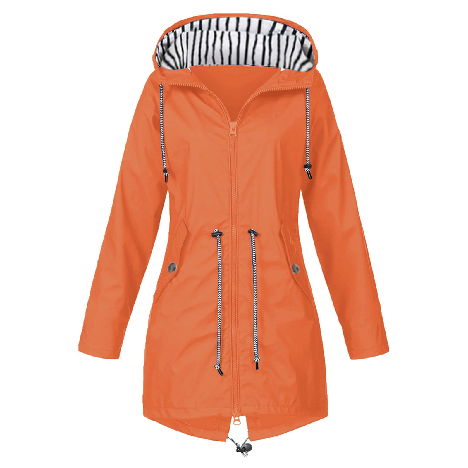 Generisch -Chubasquero con capucha, chaqueta cortavientos ligera de manga larga, cremallera, cordón, impermeable con bolsillos