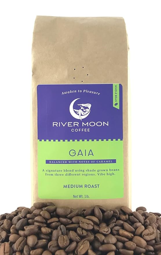 River Moon Coffee, Café en Grano Tostado Medio, 453 g, Gaia Blend miniatura 4