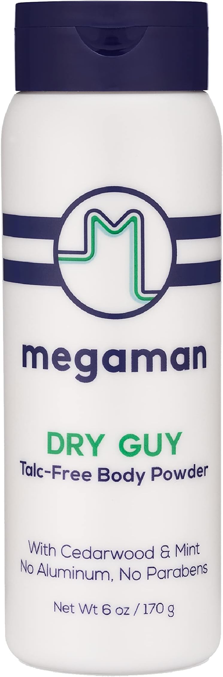 Megaman Sweat Absorbing Body Powder - Dry Guy | Prevents Chafing & Odor | Groin, Body, Feet & More | Talc-Free, All Natural | 6 oz