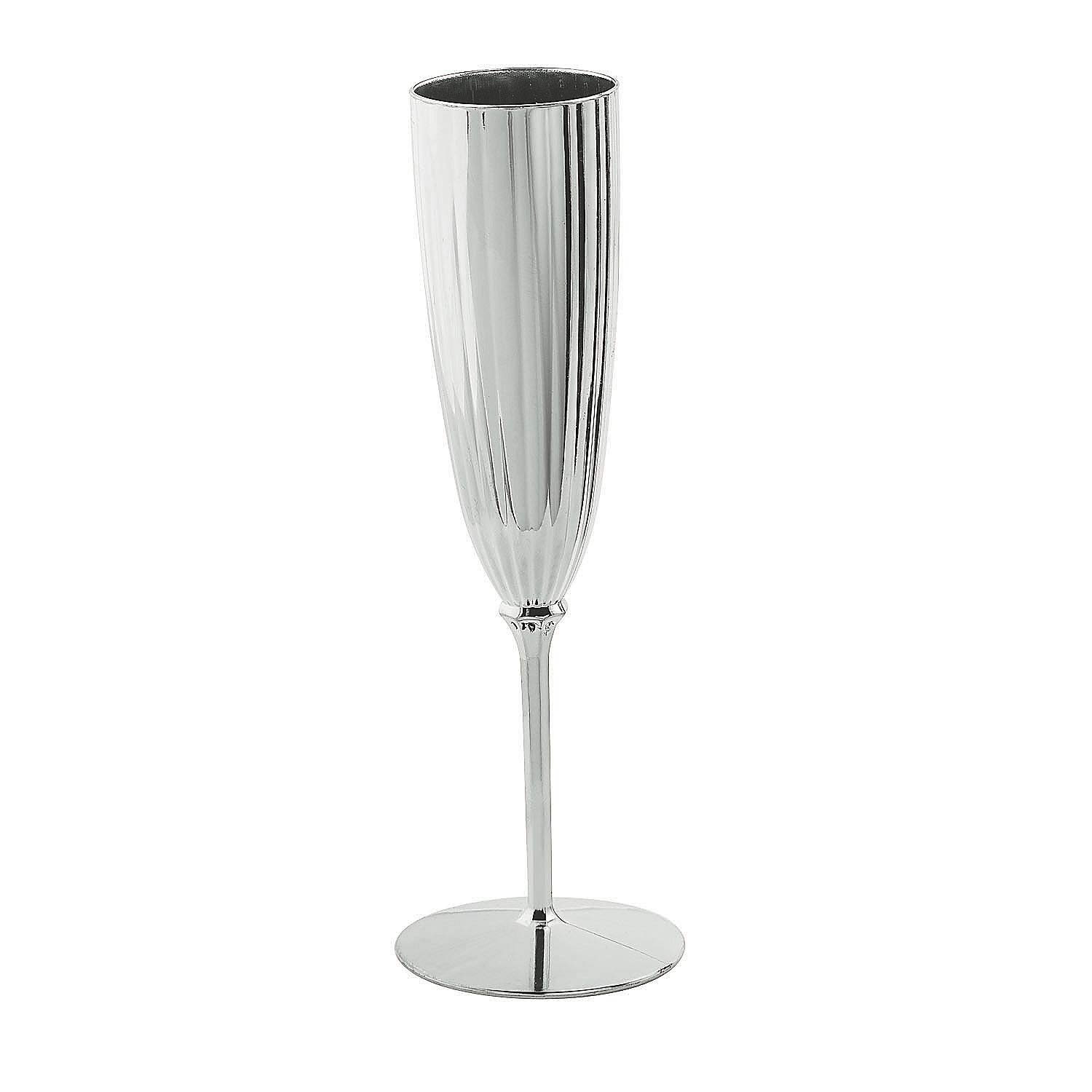 Fun Express Silver Metallic Plastic Champagne Flutes - Party Supplies - 12 Pieces