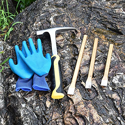 55 Pieces Geology Rock Pick Hammer Kit Set,For Hounding,Gold Mining & Prospecting Equipment,Including An All Steel With Pointed Tip,3-Pieces Heavy Duty Chisel Setwait Xxttww-00897790-000 #TOP5
