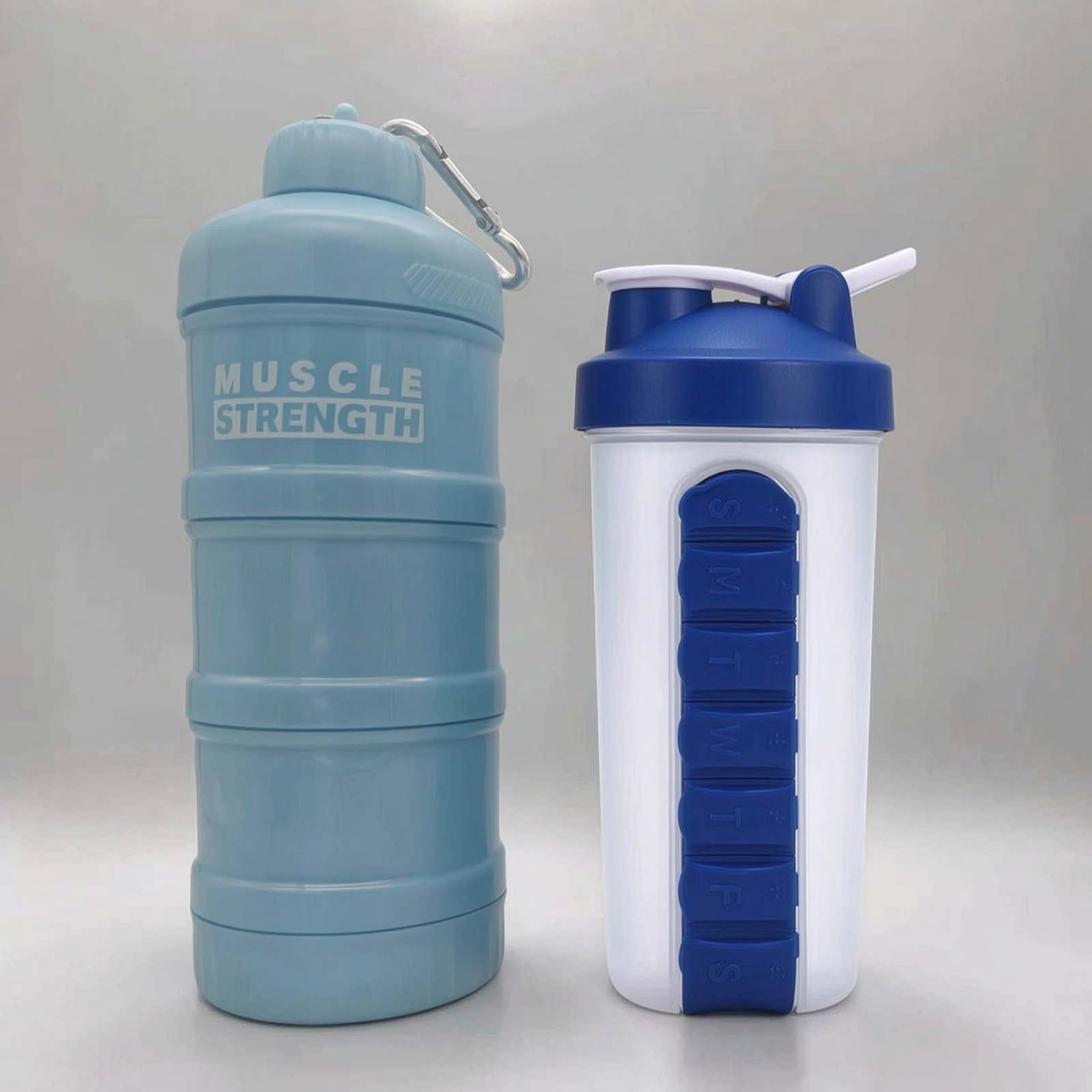 rockible Contenant de étanche pour Protéines en Poudre, Portable et Muni de Mousquetons, Idéal pour Le Sport, Les et Le Fitness. Bouteille Mélan