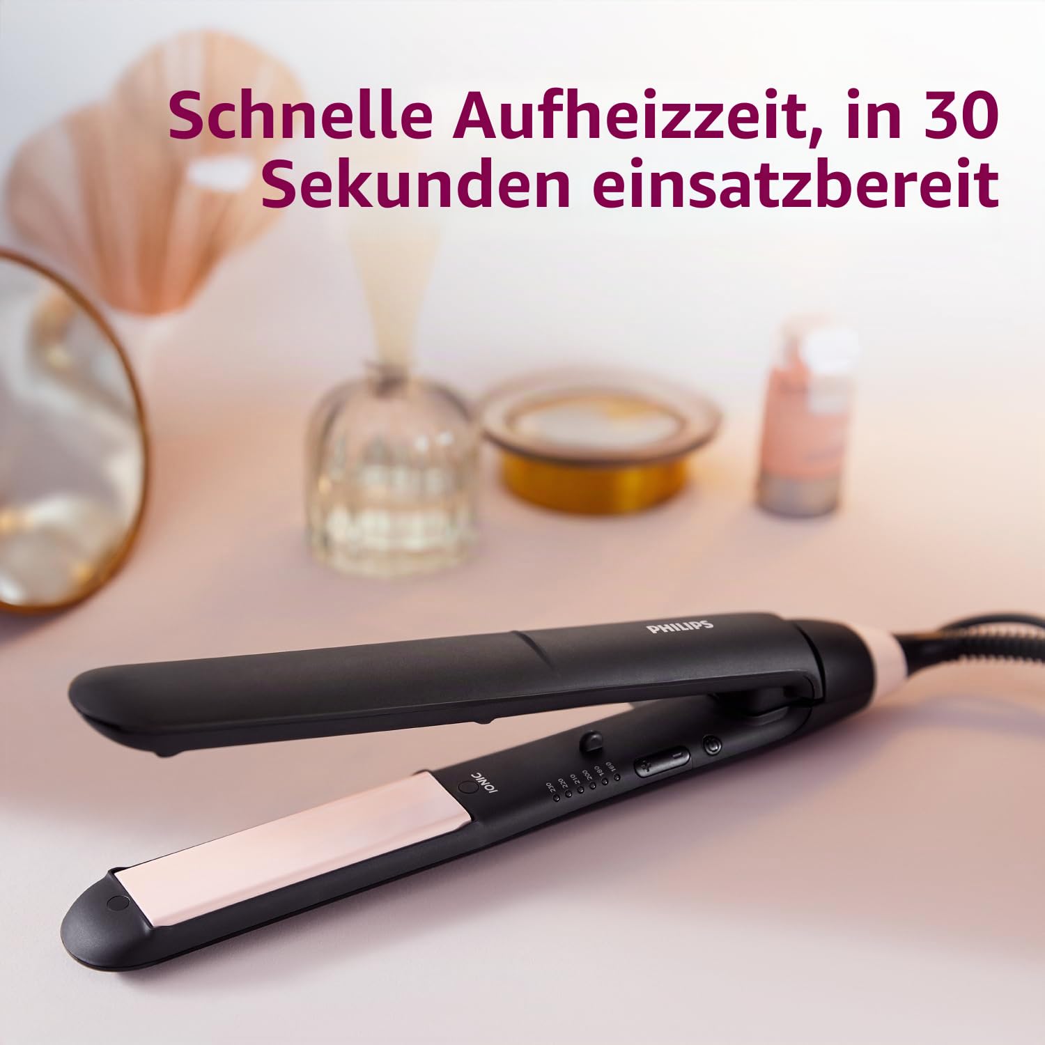 Philips ThermoProtect Haarglätter - Weiches, glänzendes Haar dank Ionisierungsfunktion, ThermoProtect-Technologie (Modell BHS378/00)