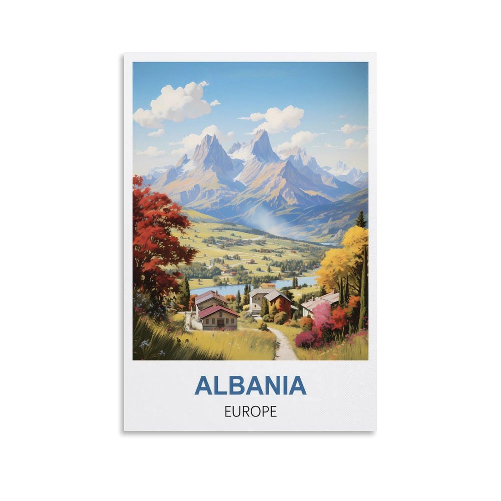 EZMLFA DIY 5D Diamond Art Painting Kits,Albania Europe Colourful Rhinestone Diamond Arts Kits for Beginners, Perfect Home Wall Decor Gifts 40x50cm