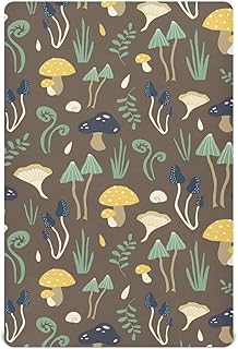 Sábanas bajeras para cuna para bebés, niños o niñas, suaves y transpirables, para colchón de cuna de tamaño estándar, 52 x 28 pulgadas, caracoles, hongos, color marrón bosque