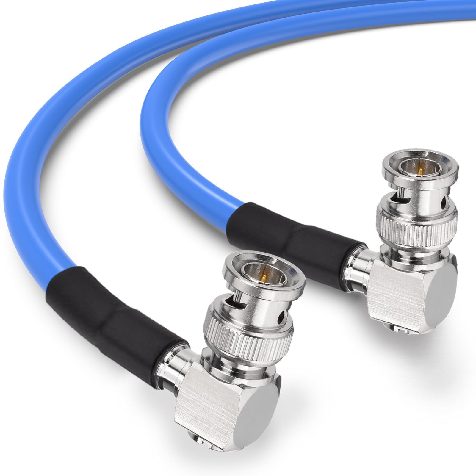 Superbat Kabel BNC o długości 15 m, kabel SDI wideo 12G/6G/3G RG6 BNC 75 Ohm podwójny męski pod kątem prostym do kamer monitorujących CCTV obsługuje HD-SDI/4K/8K (podwójny męski pod kątem prostym, 1