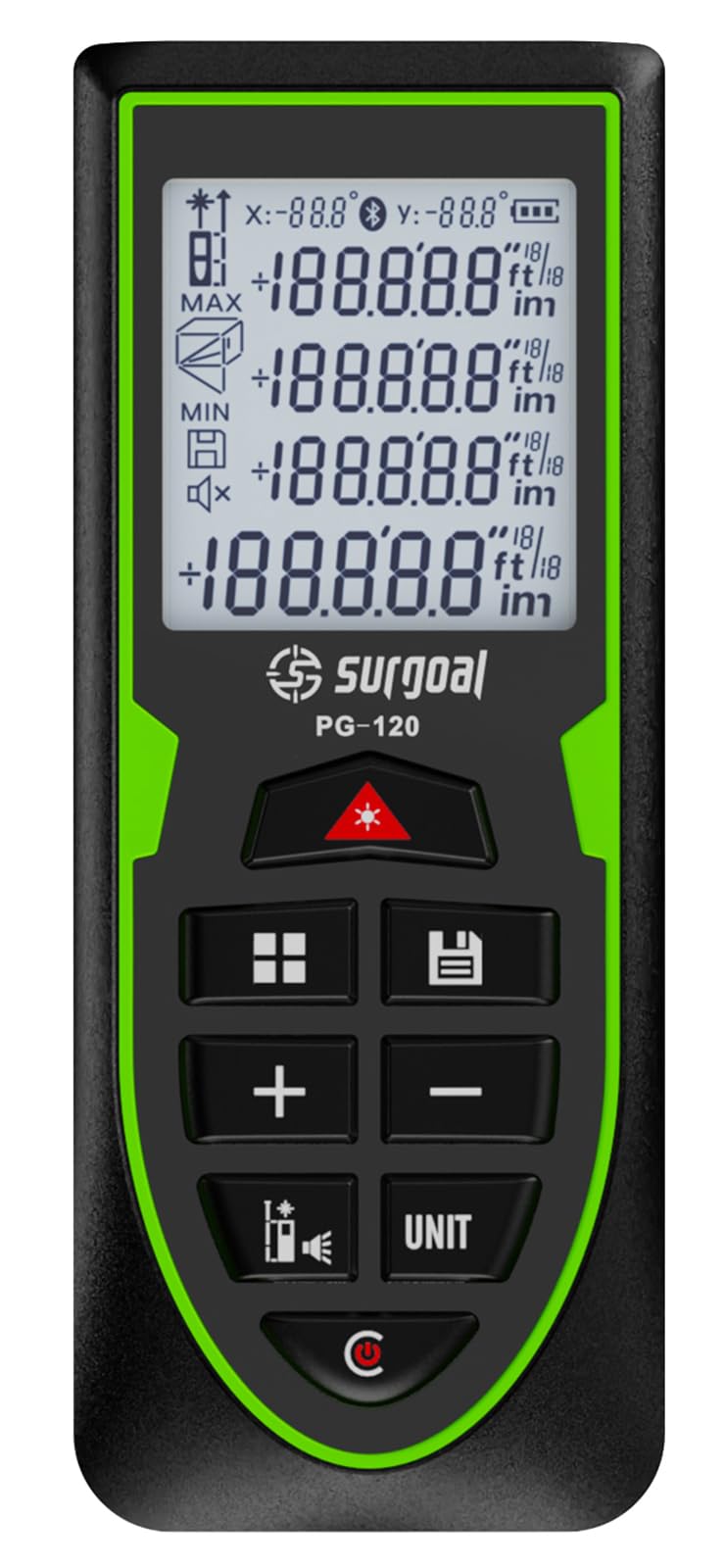 Laser Measure 120m/393.7ft Li-on Rechargeable Digital Laser Measurement Tool Distance Measuring Tape with Angle Sensor for Area Volume Pythagoras Mode