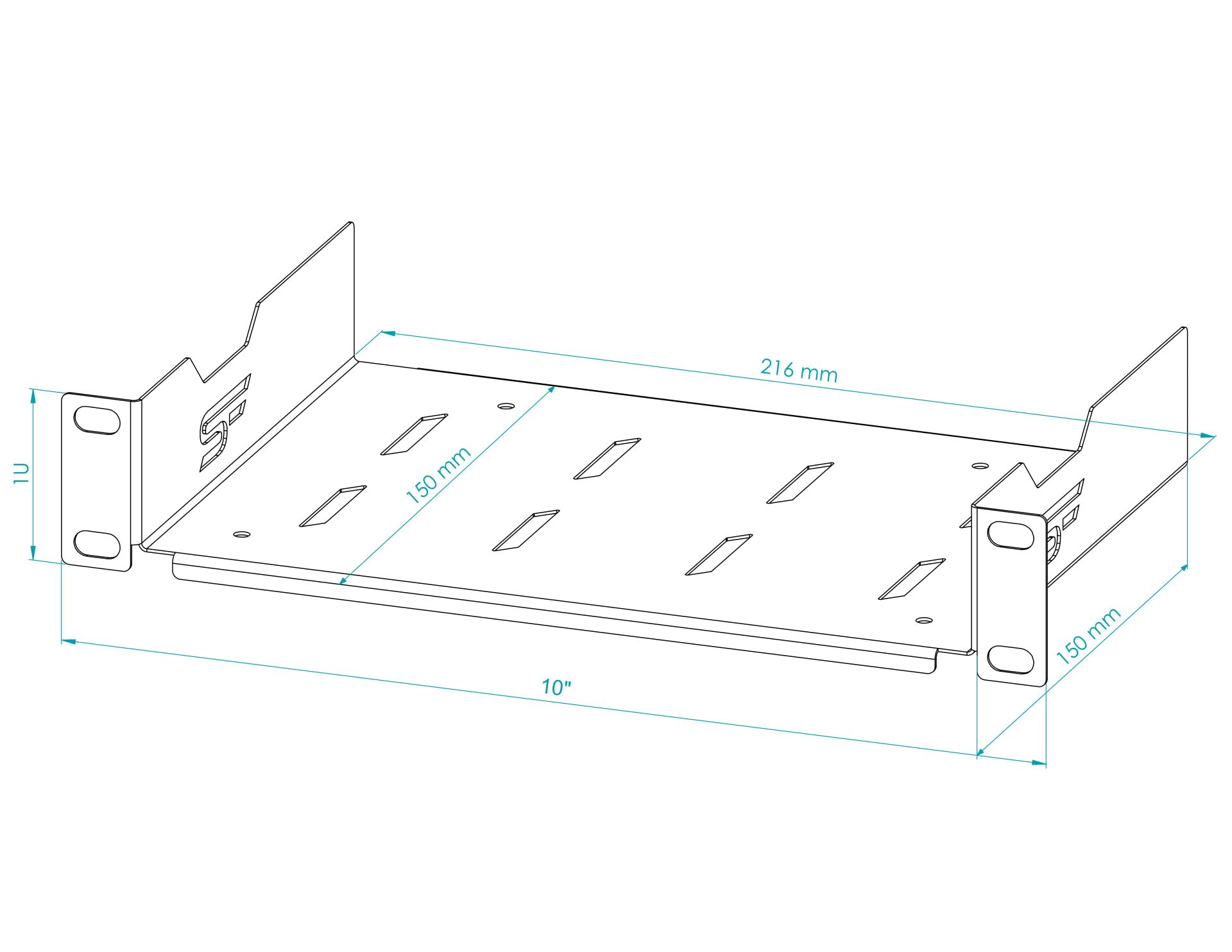 Stalflex Étagère 1U 19 Pouces Cantilever 170 Mm – Plateau Ventilé Acier Robuste, Montage Rapide 6 Points, Rack Serveur & Baie Réseau Professionnelle