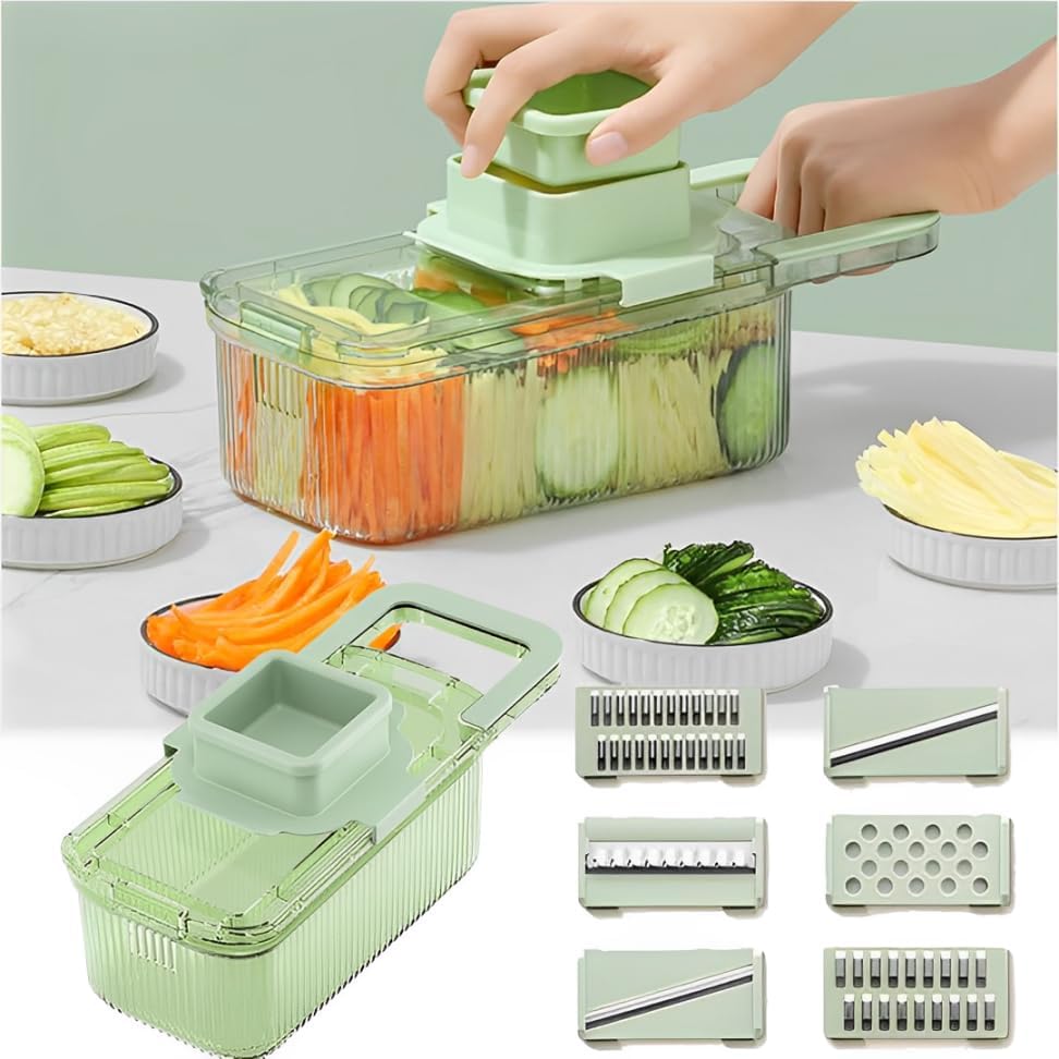 Vegetable chopper, Chopper vegetable cutter, Food chopper with container, Food chopper, Mandoline slicer, Multifunctional Grater with Six Cutting Tools, Vegetable Chopper with Container.