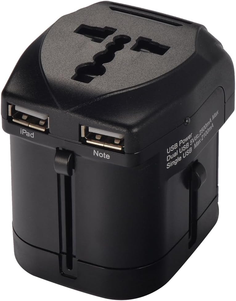 Universal AC International Adapter Travel Charger with Dual 2.5A USB Charging Ports (US UK EU AU)