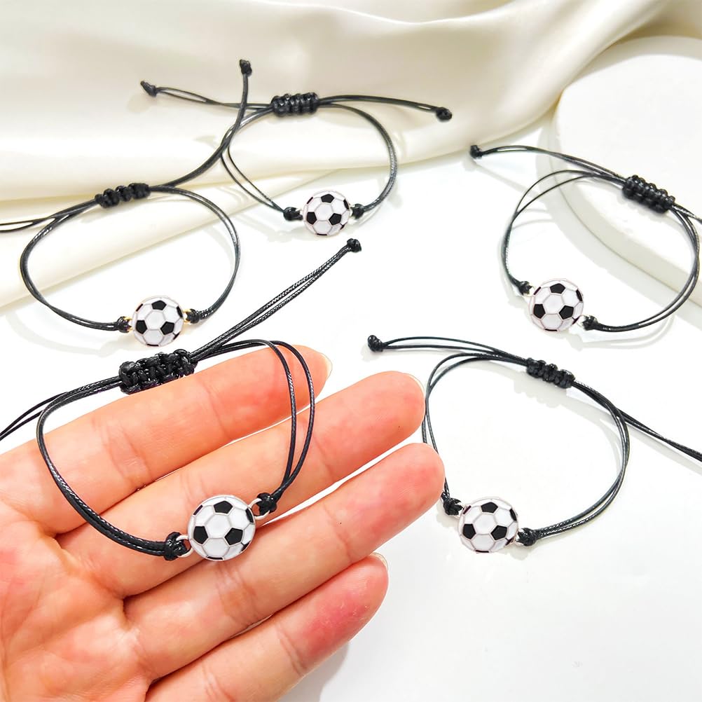 12 Stück Fußball Armbänder - Verstellbar 14-28cm, Handgemacht Mit Fußball-Charms