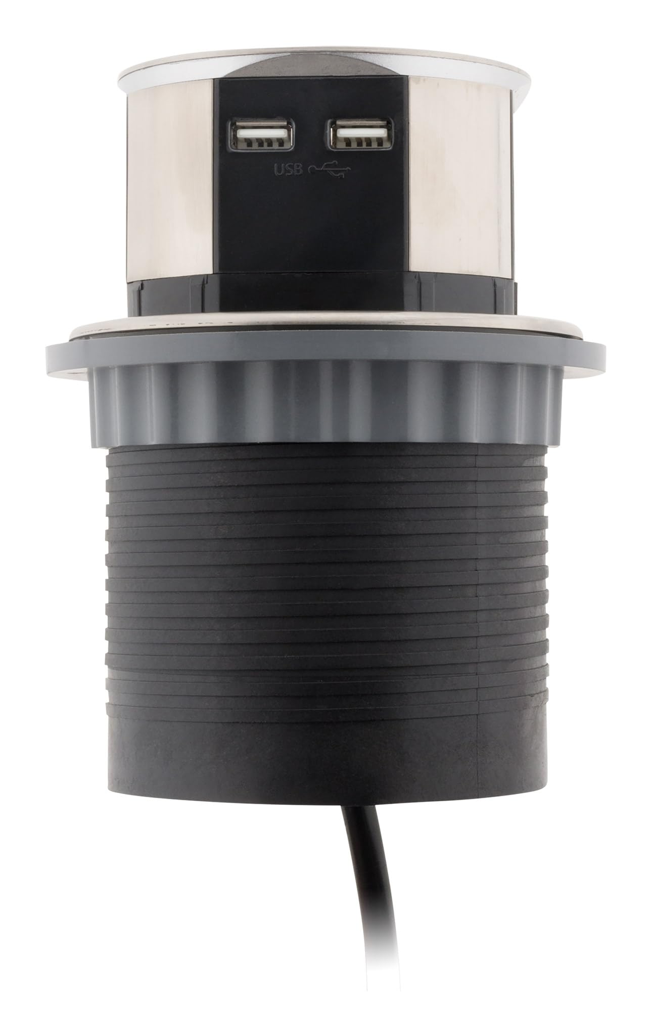 Multiprise encastrable Schuko 3 Prises + 2 USB-A - Blanc/Noir - Otio