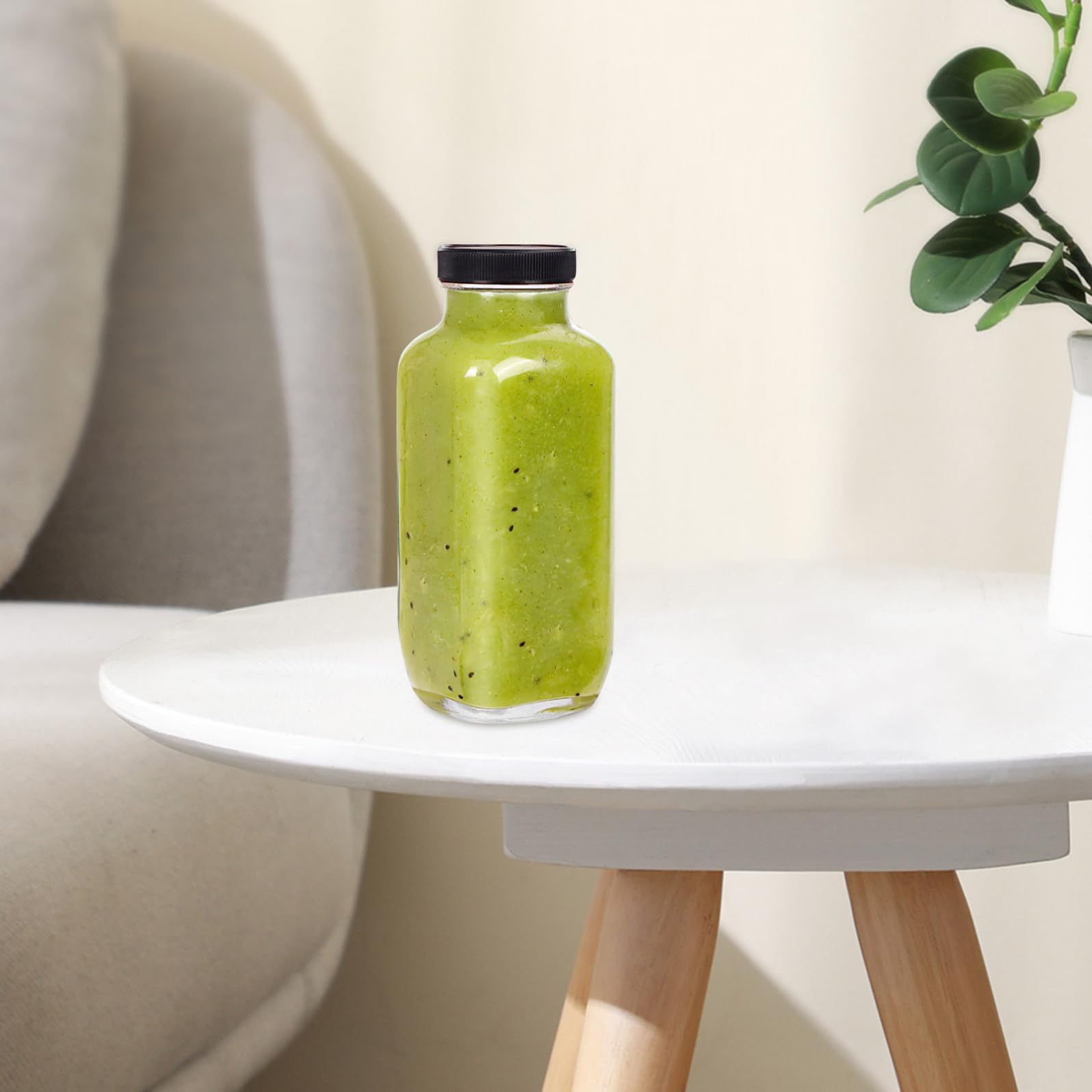 Set 4 Bottiglie Riutilizzabili in Vetro da 500 Ml con Coperchi, Design Quadrato Portatile e Forma Stabile per Latte, Succhi e Bevande, per Ufficio e Idratazione in Riutilizzabile