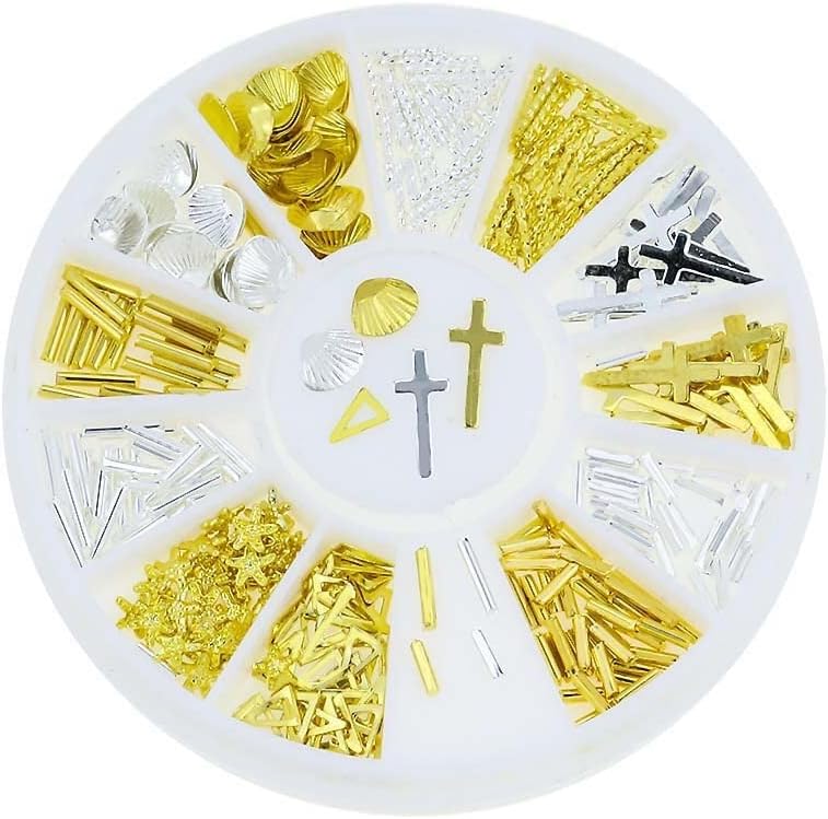 1 pcs Latest Nail Art Rivet/Stud Wheel Gold Silver 3D Metal Frame/Cross/Shell/Stick/Starfish/Triangle Design Nail Art Supplies