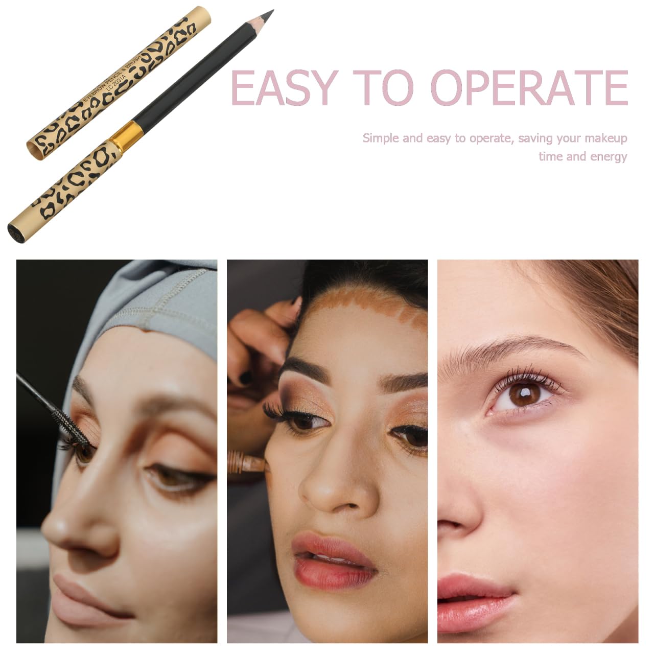 minkissy Leopard Double Head Eyebrow Pencil with Brush Waterproof Makeup Tool 5.71 Inch for Natural Precise Styling - Image 4