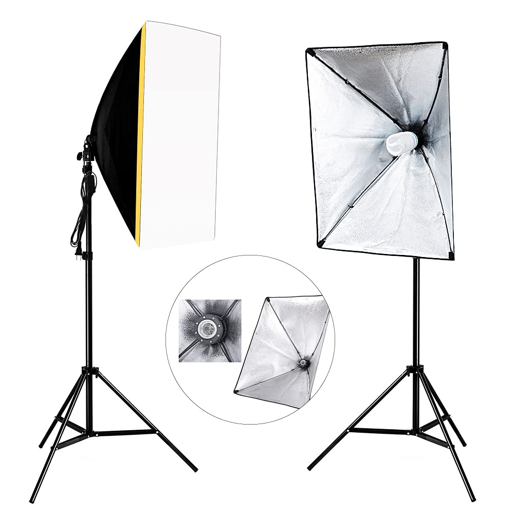Fotostudio Set Fotografie Studioleuchte Fotowand Softbox mit 12 Zoll LED Ringleuchte Ringlicht Green Screen Set