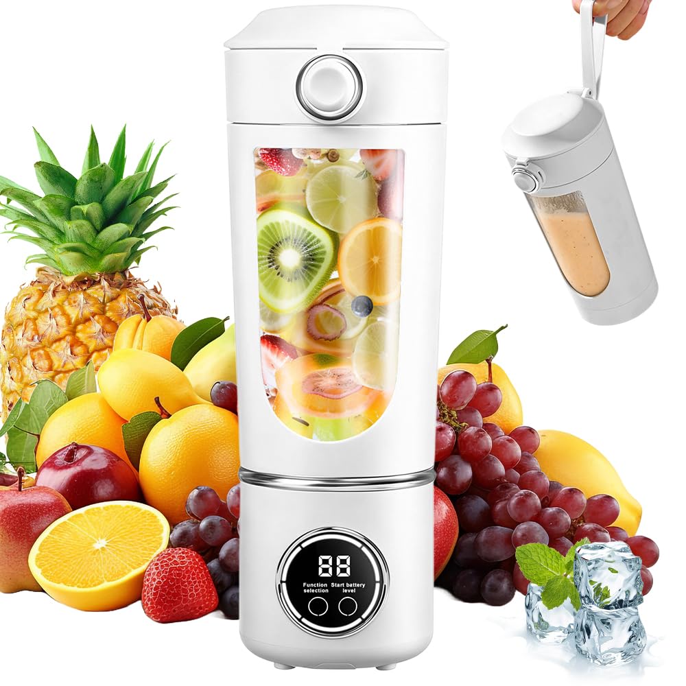 Batidora Portátil, 700 ml Batidora de Vaso Portatil, mini Batidora de Pie con 12 Cuchillas de Acero Inoxidable, Exprimidor Recargable para batidos, frutas y vegetales