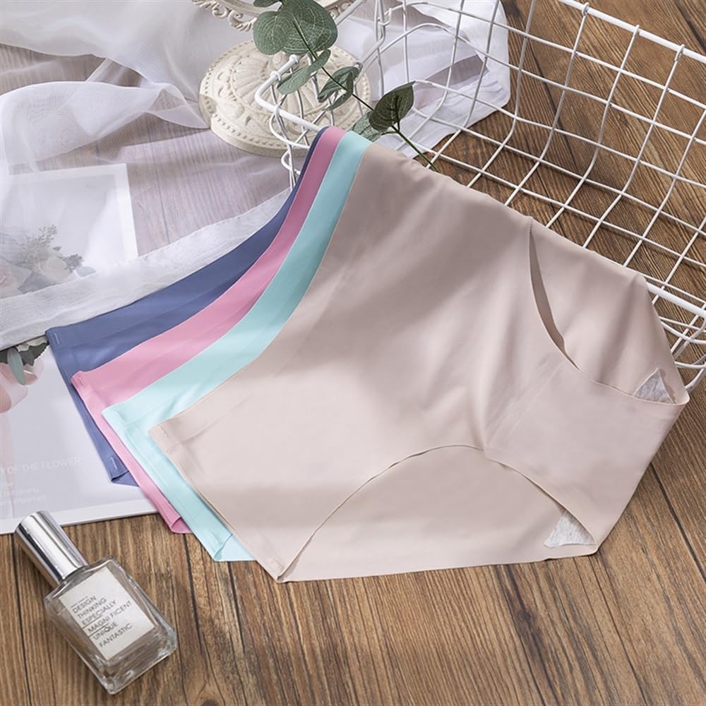 12 slip da donna in seta Lce senza cuciture, comodi, traspiranti, a vita bassa, taglie forti, lingerie elastica (12 pezzi, L 53-60 kg)