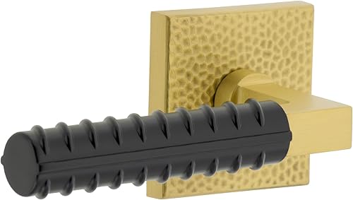 Viaggio 602906 Quadrato - Palanca de refuerzo Contempo con roseta martillada, 2 3/4 pulgadas, latón satinado/negro satinado