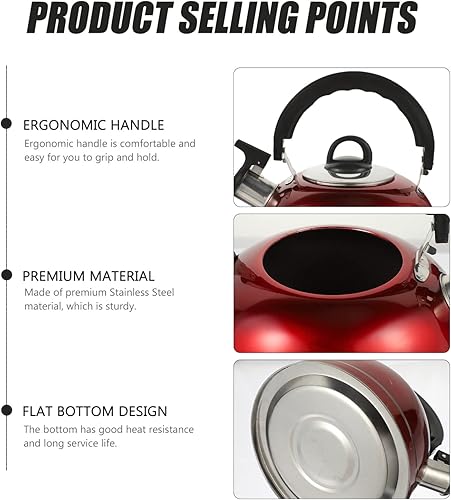 Miniatura 9 de Hervidor de té silbante para estufa, hervidor de agua para estufa en la parte superior, hervidor de té silbante Flintshire Hervidor de té silbante