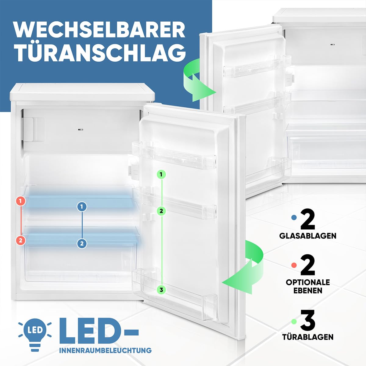 Bomann KS 7251 Kühlschrank mit Gefrierfach 109 Liter weiß energieeffizient leise kompakt