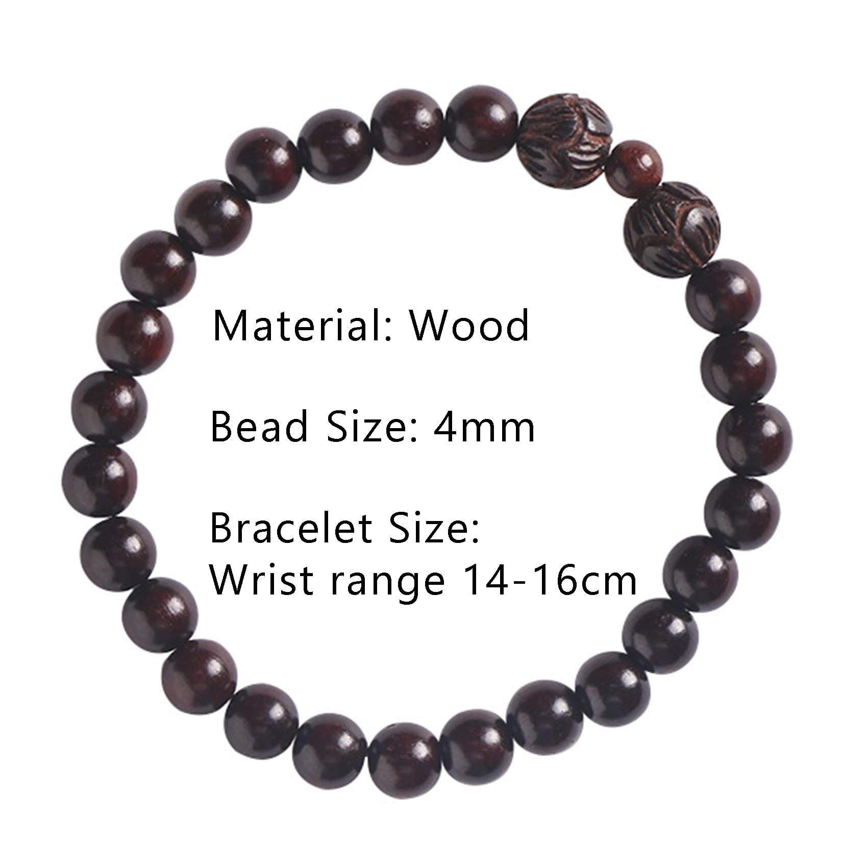 Bracciale Feng Shui Bracciale con Perline in Legno Naturale Bracciale con Perline Mala di Preghiera Bracciale in Legno Intagliato con Perline di Loto Bracciale Buddista Talismano Attira ricchezza