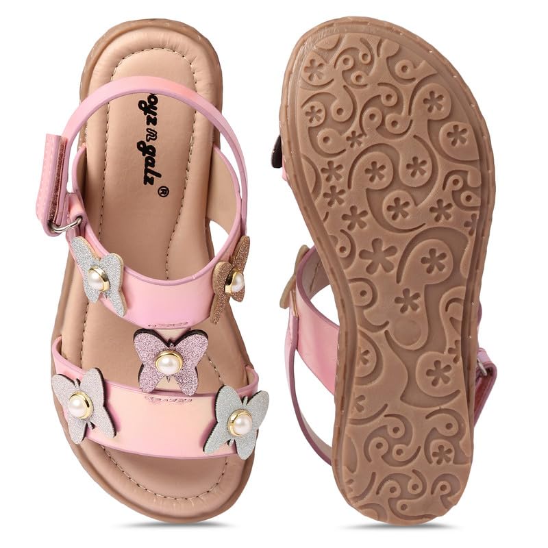 Image of SANDALS Kids Footwear for Girls Comfortable Casual & Function | PU Material | Design BG2482 | Velcro Closure | 3-3.5 Years | Pink | UK 7, Euro 26