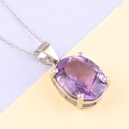 Miniatura 2 de SHOP LC DELIVERING JOY Birthstone Pendant Necklace for Women Jewelry 925 Sterling Silver Platinum Plated Size 20" Birthday Christmas Gifts for Women