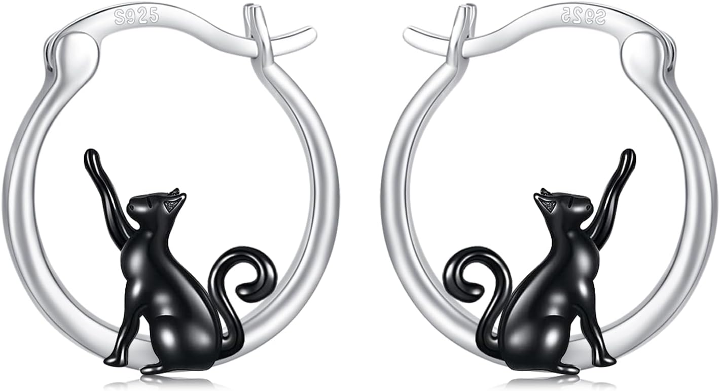 JUSTKIDSTOY Hypoallergenic Panda/Unicorn/Hummingbird/Dolphin Hoop Earrings for Women 925 Sterling Silver Animal Huggie Hoop Earrings Jewelry Gifts for Sensitive Ears