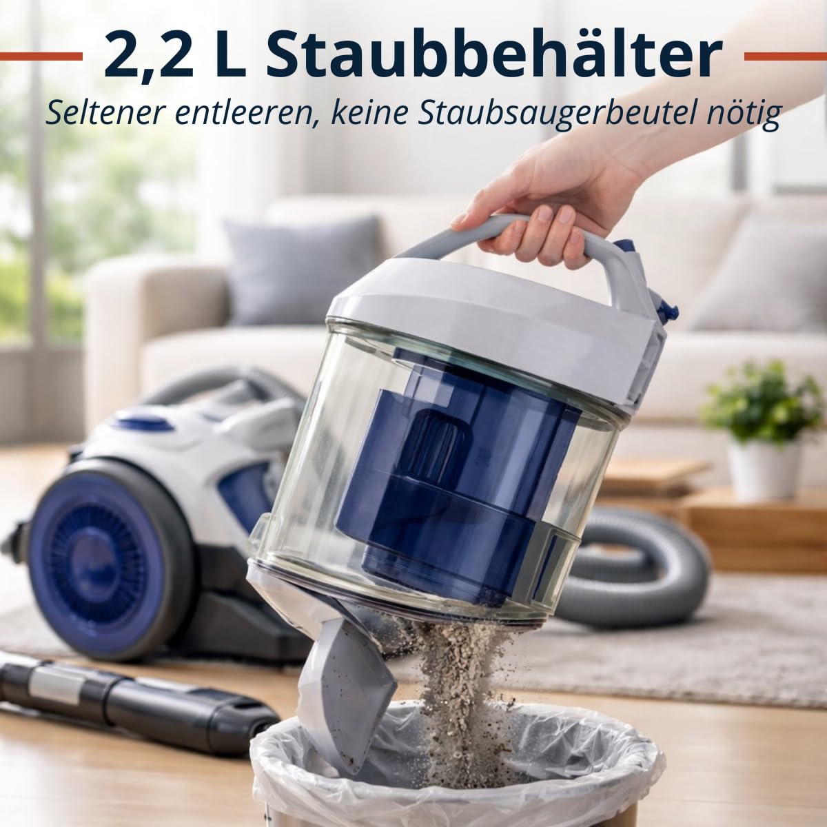 Dirt Devil Staubsauger ohne Beutel DD2503 – Staubsauger 800W HEPA 12 Filter – mit Kombibürste, Fugendüse und Möbelaufsatz – Staubsammelbehälter 2,2 l, Ot Weiß