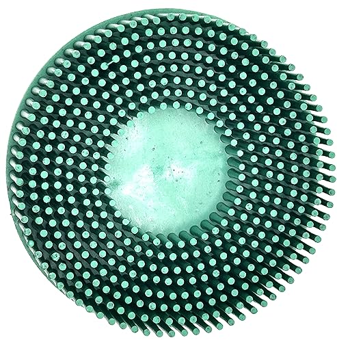Image of 2 Pack 3 inch 50 Grit Green R-Type Bristle Disc | Ceramic-Aluminum Oxide Abrasive Bristle Disc with Quick Change Roll Lock | Pack of 2 | Green