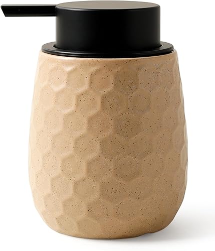 Miniatura 10 de Dispensador de jabón espumoso, dispensador de jabón de manos de espuma de cerámica de 12 onzas con diseño de panal para cocina o baño, dispensador