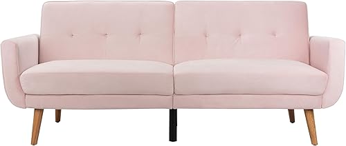 Safavieh Home Bushwick - Sofá cama convertible plegable gris y marrón de 82.7 pulgadas Rubor / Natural,azul marino /