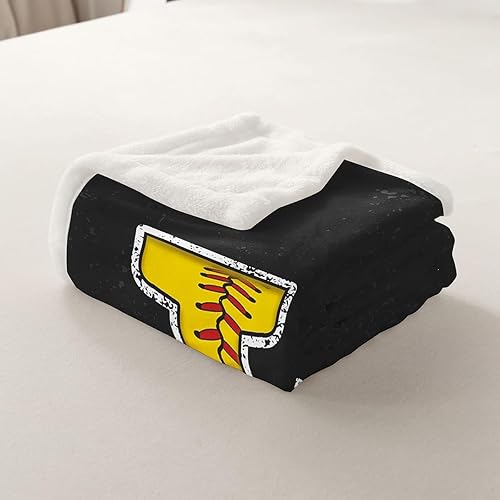 Miniatura 6 de Erosebridal Initial J Letter Fleece Blanket 40x50 Baseball Sport Fuzzy Plush Throw for Sofa Couch  Monogrammed Sherpa Blanket Softball Accessories