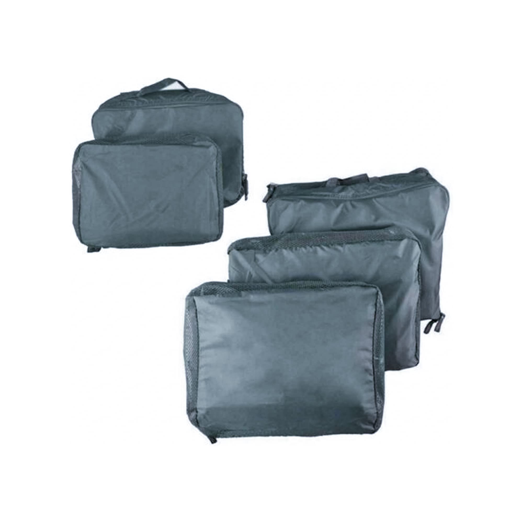 Plastific Grey Pack Of 5 Travel Bag Organiser Set, Luggage Suitcase Storage Bags Packing Travel Cubes For Toiletries, Shoes, Clothing, Underwear, Lightweight Compact Organizers (Packing Organiser Bags)