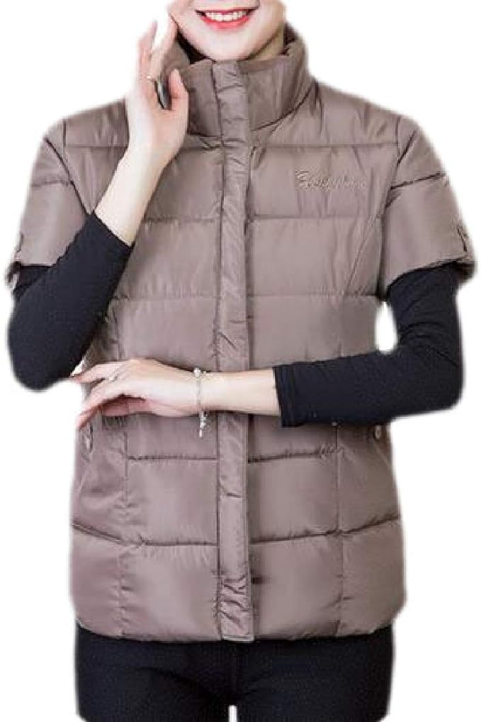 quilted down short sleeve puffer jacket