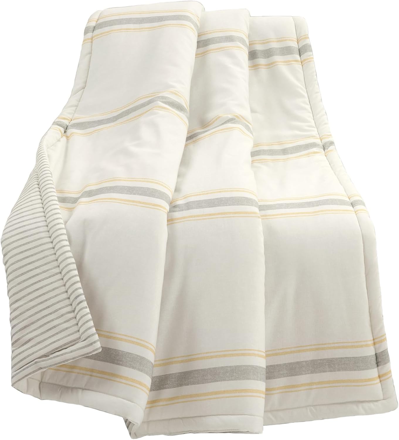 Lush Decor Farmhouse Stripe Reversible Throw, Single, 50" W x 60" L, Yellow - Throw Blanket For Bed - Soft Blanket - Couch Throw - Rustic Farmhouse Decor - Image 7